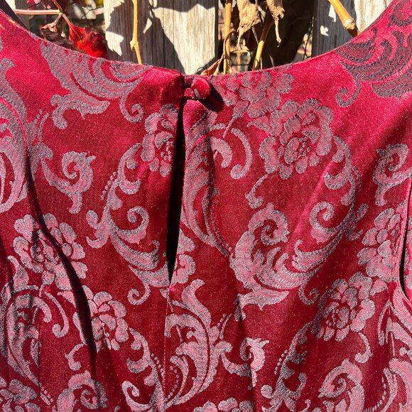 Vintage burgundy dress with floral print - Picture 4 of 5